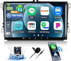 CAMECHO 2+64G Android 13 automobilinis radijas VW Passat B6 B7 Golf 5 6 Jetta T5 Polo Touran Caddy Sharan Seat, 9 colių belaidis Carplay Bluetooth radijas su Android Car WiFi GPS FM/RDS + atbulinės eigos kamera