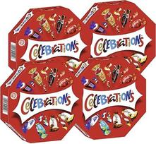 CELEBRATIONS Dovanų dėžutė 4 x 269 g gimtadienio Kalėdų sausainiai su pieniniu šokoladu "Mars" "Snickers" "Twix" "Bounty" "Milky Way" "Galaxy Caramel" "Maltesers Teasers