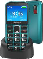 CHAKEYAKE Vyresnio amžiaus žmonių mobilusis telefonas su dideliais mygtukais ir mobiliuoju telefonu be sutarties, 2,4 colio LCD ekranas, suderinamas su klausos aparatu, SOS funkcija, dviejų SIM kortelių mobilusis telefonas, įkrovimo stotelė, žibintuvėlis