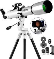 ESSLNB teleskopas 70080 Astronomijos teleskopai, tinkantys suaugusiesiems, su žvaigždžių stebėjimo programėle, išmaniojo telefono adapteriu, reguliuojamu trikoju, ieškikliu ir belaidžiu nuotolinio valdymo pulteliu