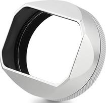 Haoge Fujifilm Fuji X100VI sidabrinis kvadratinis metalinis objektyvo gaubtas su 49 mm UV filtro adapterio žiedu