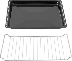 ICQN Kepimo padėklas 445 mm ir kepimo grotelių laikiklis orkaitei, emaliuotas, riebalų keptuvė, tinka "Whirlpool", "Bauknecht", "Ignis", "Ikea" 481245819334 481010683241