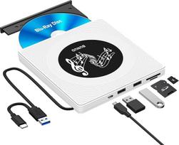 Išorinis "Blu Ray" diskas, USB 3.0 Bluray įrašymo įrenginys, USB C išorinis "Blu-ray" diskas su 2 USB ir SD/TF lizdais, išoriniai "Bluray" diskai, skirti nešiojamiesiems kompiuteriams "Windows 11/10 Mac Mac MacBook