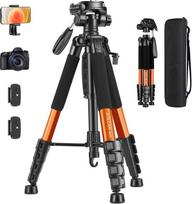 JOILCAN fotoaparato trikojis, 187 cm ilgio fotostovas su nuimama galvute, fotoaparato trikojis su nešiojimo krepšiu, skirtas "Canon Nikon DSLR", aliumininis trikojis, 5 kg apkrovos talpa, su mobiliojo telefono laikikliu išmaniajam telefonui (oranžinis)