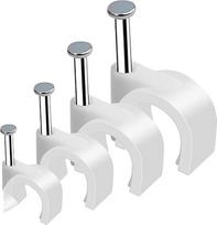 Kabel-Clips, rund, Kabelhalter, weiß, starke Nägel, langlebig, mit Stahlnägeln, 4 mm, 6 mm, 8 mm, 10 mm, Drahtclips für Kabelmanagement, 400 Stück