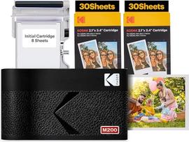 KODAK Mini 2 ERA 4PASS mobilusis nuotraukų spausdintuvas (5,3 x 8,6 cm) + 8 lapai + 60 lapų kasetė, juodas