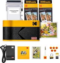 KODAK Mini 2 ERA 4PASS mobilusis nuotraukų spausdintuvas (5,3 x 8,6 cm) Dovanų pakuotė + 8 lapai + 60 lapų kasetė, geltonos spalvos