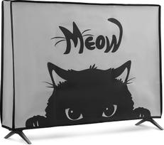 kwmobile 49-50 colių televizoriaus dėklas - televizoriaus ekrano apsauga - televizoriaus ekrano apsauga nuo dulkių - Cat Meow Grey Black