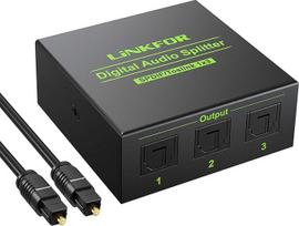 LiNKFOR Optinis dalytuvas SPDIF Toslink dalytuvas 1x3 Skaitmeninis garso dalytuvas 1 optinis kabelis Aliuminio lydinys Palaiko LPCM 2.0 DTS Dolby-AC3 Suderinamas su PS3 DVD HDTV STB ir kt.
