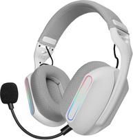 MARSGAMING MHW-PRO Belaidės žaidimų ausinės ARGB Flow, 3D erdvinis garsas 7.1, "Bluetooth 5.3 + 2,4 GHz + 3,5 mm lizdas, itin lengvas ergonomiškas dizainas, dvigubas mikrofonas, daugiaplatformės, baltos spalvos