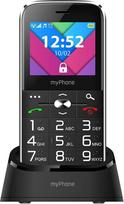 MP myPhone Halo C 2,2 colių mobilusis telefonas vyresnio amžiaus žmonėms be sutarties su dideliais mygtukais, žibintuvėliu, įkrovimo stotele, dviem SIM kortelėmis, "Bluetooth", dideliu 1900 mAh akumuliatoriumi, fotoaparatu - juodas