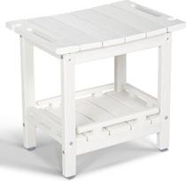 NALONE Sgabello da Bagno in Bambù Vonios taburetė Šalutinis stalas Lauko 2 pakopų HDPE dušo suolas su neslystančiomis kojų pagalvėlėmis, medinė SPA dušo taburetė vidaus dušui, ergonomiška vandeniui atspari (kvadratas 2)