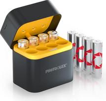 PHOTOOLEX įkraunamos ličio baterijos AA 8-Pack su įkrovikliu, 3600 mWh didelės talpos 1,5 V pastovios įtampos 3 A iškraunamos AA baterijos su integruota įkrovimo dėžute