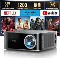 Projektorius 4K Oficialus "Netflix" ir "Dolby Audio": "Toptro" 1000 ANSI išmanusis projektorius Namų kino 1080P Full HD vaizdo projektorius su dvipusio "Bluetooth" WiFi, AI automatinio fokusavimo ir