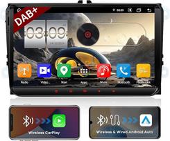 QIIKEN automobilinis radijo imtuvas su navigacija, skirtas VW T5 Golf 5 6 Polo Sharan Seat Passat Tiguän, Dvigubas DIN radijo imtuvas su IPS ekranu, 4G + 64G su "CarPlay", "Android", "Bluetooth", DAB+ WiFi, SIM, PDC, RDS, GPS, FM