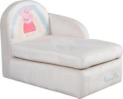 roba Peppa Pig Velour Canapé - Méridienne pour Enfant dès 18 Mois - Assise Comfortable with Accotoir et Dossier - Facile à Nettoyer - Chauffeuse Beige / Motif Truie