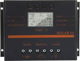 Saulės energijos įkrovimo valdiklis 12V 24V 80A Solar80 Automobilių PWM saulės kolektorių įkrovimo valdiklis LCD ekranas