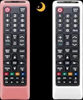 Schutzhülle für Samsung TV-Fernbedienung, Abdeckung für Samsung-Fernbedienung für Smart-TV, universelle Ersatz-Silikonhülle mit Umhängeband, leuchtet im Dunkeln, Rosa und Weiß, 2 Stück