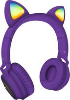 TECHMADE "Bluetooth" ausinės | "Cat Ear" ausinės su LED diodu ir mikrofonu, skirtos IOS/Android/PC/Laptop/Tablet, violetinės spalvos