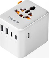 TESSAN kelioninis adapteris visame pasaulyje su USB C GaN 65W PD Quick Landing, kelioninis kištukinis adapteris visame pasaulyje su 5 USB, kištukinis lizdas, universalus adapteris JAV Tailandas Japonija JK Brazilija Australija Ispanija