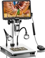 TOMLOV DM9 7 colių LCD skaitmeninis mikroskopas 1200X, 1080P USB litavimo mikroskopas, rankinis mikroskopas su reguliuojamu metaliniu stovu, 12 MP itin tikslus fokusavimas, LED apšvietimas, suderinamas su PC/Windows/Mac,