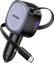 UGREEN Cigarečių žiebtuvėlio USB C 75 W ištraukiamas automobilinis įkroviklis USB greitasis įkroviklis Mobiliųjų telefonų automobiliniai priedai 12 V USB įkrovimo kabelis automobilinis adapteris iPhone 16, iPad, Galaxy S24 S25, GPS ir kt.