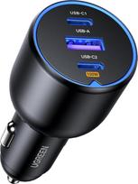 UGREEN Cigaretės žiebtuvėlio USB C 130 W automobilių priedai Automobilinis įkroviklis 3 prievadų automobilinis 12 V USB adapteris Greitasis automobilinis įkroviklis MacBook Pro, iPhone 16/16 Pro/16 Pro Max/15/14/13, iPad, Galaxy S24 ir kt.