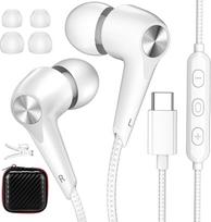 USB C ausinės "Samsung Galaxy A55 A35 A54 A34 5G", stereo HiFi ausinės USB C jungtis su ENC mikrofono kabeliu, apsaugančiu nuo triukšmo C tipo ausinės "iPhone 16 15 Pro Pixel 9 8a Xiaomi