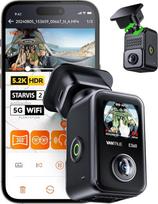 VANTRUE E360 5.2K panoraminė automobilio priekinė vidaus vaizdo kamera, dviguba STARVIS 2 HDR 360° prietaisų skydelio kamera, 1,54 colio jutiklinis prietaisų skydelio vaizdo kamera su "WiFi" programėle, GPS, parkavimo režimas, maks. 1 TB, išplečiama (gali