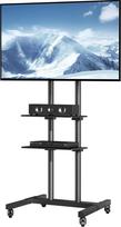 VEVOR TV stovas su ratukais Universalus 1510-1696 mm Reguliuojamas aukštis 100 x 100 mm 400 x 600 mm 59,8 kg keliamoji galia Grindų stovas Mobilus vežimėlis TV stovas Stabilus laikiklis TV stovas