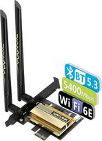 WiFi kortelė 5400Mbps PCIe WiFi 6E WAVLINK nauja tinklo kortelė Belaidis trijų juostų adapteris AX210 su Bluetooth 5.3, MU-MIMO WPA3 OFDMA Žemo profilio laikiklis su radiatoriumi, skirtas PC Windows