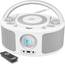 WISCENT Nešiojamas CD radijas (CD grotuvas, "Boom Box", FM radijas, USB, ausinių lizdas, AUX-In), CD grotuvas vaikams ir suaugusiesiems