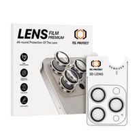 Grūdintas stiklas Tel Protect 3D Lens skirtas Apple iPhone 15 Pro/15 Pro Max skaidrus (objektyvui 3 vnt)