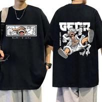 Anime Šiaudinės skrybėlės piratai Nika 5 pavara Monkey D Luffy Ieškomas plakatas Manga Unisex vyriški marškinėliai Camisetas de Hombre Harajuku marškinėliai S juoda