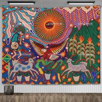 Meksika Meksikietiškas Majų Tribalių Menas Gobelenas Sienos Kabinys Etniniai Paveikslai Psichodelinė Estetika Fono Audinys Namų Dekoracijos 29x37in 74x94cm
