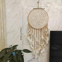 Boho Makramė Medvilninis Sapnų Gaudyklis Gobelenas Austas Rankų Darbo Bohemiškas Menas su Kutais Rankdarbių Ornamentas Miegamajam Svetainei Butui Vaikų Kambariui smėlis