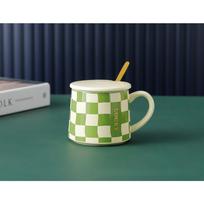 Ins stiliaus retro šachmatų lentos puodelis, aukštos vertės keraminis puodelis, kavos puodelis, biuro, namų gėrimo puodelis 310ml