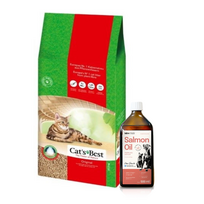 JRS Cats Best Eko Plus -  Medinis kraikas su grumstais 30l / 13kg + Lab-V 100% lašišų aliejus įvairaus amžiaus šunims ir katėms 500ml šalto spaudimo