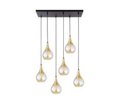 Pakabinamas sietynas LACRIMA HONEY 6xE27/60W/230V juoda/auksas/dūminis smėlio spalva