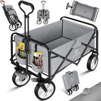 KESSER® Handcart Sulankstomas rankinis vežimėlis Transportavimo vežimėlis Vežimėlis įrankiams vežimėlis Į komplektą įeina 2 tinklinės kišenės ir dangtis Sulankstomos PVC padangos iki 80 kg keliamosios galios Transportavimo vežimėlis Sodo priekaba be stogo