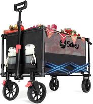 Sekey XXL rankinis vežimėlis sulankstomas su stabdžiais 160 L 150 kg keliamoji galia Sulankstomas rankinis vežimėlis Off-Road sulankstomas rankinis vežimėlis Beach Camping Shopping XXL Winner 3011 Black with Grey