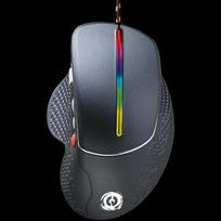 Wired High-end Gaming Mouse with 6 programmable buttons, sunplus optical sensor, 6 levels of DPI and up to 6400, 2 million times key life, 1.65m Braided USB cable,Matt UV coating surface and RGB lights with 7 LED flowing mode, size:123*81*53mm, 150g