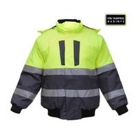 Striukė gerai matoma PILOT WJ-S466K su nusegamomis rankovėmis ir kailiu (Stretch), Hi-Vis geltona / mėlyna