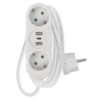 Tinklo ilgiklis 2 rozetės +2×USB-A + 1×USB-C 1.5 m baltas