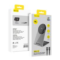 Blavec belaidis įkroviklis BQI-01 Qi2 15W magnetic Magsafe + Raptor cable type C to type C (BQI01-QI2MS) sidabro spalvos