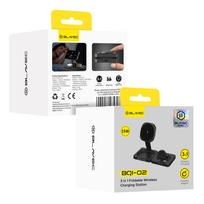 Blavec belaidis įkroviklis BQI-02 Qi 15W magnetic Magsafe 3 in 1 (BQI02-QIMB) juodos spalvos