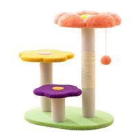 Flower Cat Scratch Post 3 Pakopų Baldų Apsauga Braižymo stulpas Mielas kačiukas Cat Tree Cat Scratcher kačių kačiukams Kitty oranžinė