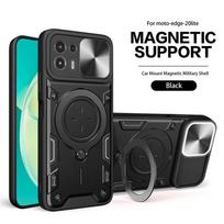 Skirtas Motorola Moto Edge 20 Lite dėklui, magnetiniam automobilio laikikliui, metaliniam žiedui, smūgiams atspariems šarviniams telefono dėkliams, skirtiems Moto Edge20 Lite galinis dangtelis For Moto Edge20 Lite juoda