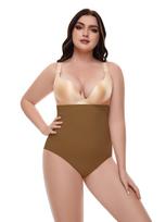 Women's seamless high-waist shaping underwear, breathable weight loss belly underwear, buttocks lifting, women's underwear, corset, brown underwear 1XL tamsiai ruda spalva