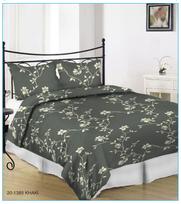 Satino patalynės komplektas NOSTRA 20-1385 KHAKI, 200x220cm, 2x50x70cm, 100% medvilnės
